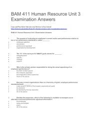 BAM 411 Human Resource Unit 3 Examination Answers