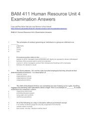 BAM 411 Human Resource Unit 4 Examination Answers