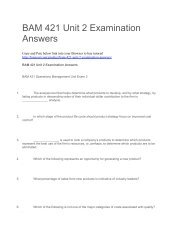 BAM 421 Unit 2 Examination Answers