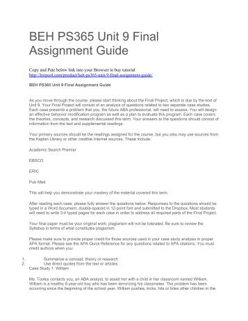 BEH PS365 Unit 9 Final Assignment Guide