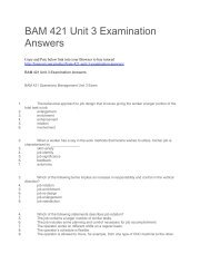 BAM 421 Unit 3 Examination Answers
