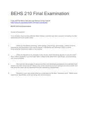 BEHS 210 Final Examination