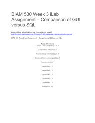 BIAM 530 Week 3 iLab Assignment – Comparison of GUI versus SQL