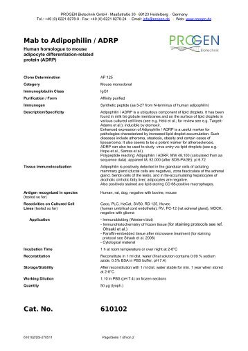Datasheet - PROGEN Biotechnik GmbH
