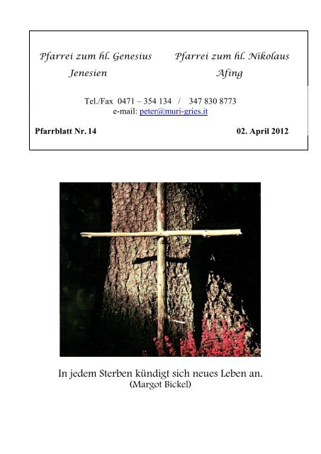 Pfarrblatt 14/2012 vom 02.04.2012