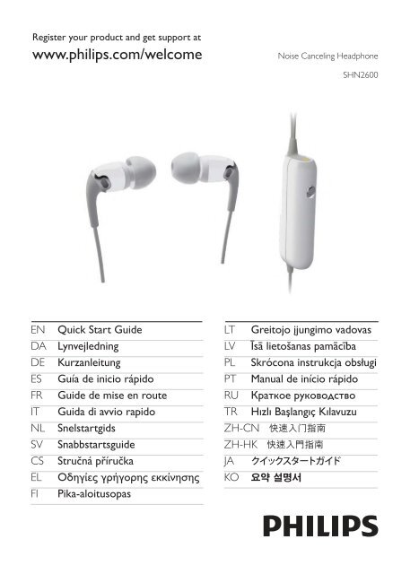 Philips Casque avec suppression du bruit - Guide de mise en route - TUR