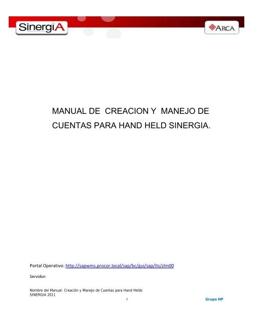 1. MANUAL DE  CREACION Y  MANEJO DE CUENTAS SAP - ERP HH SINERGIA