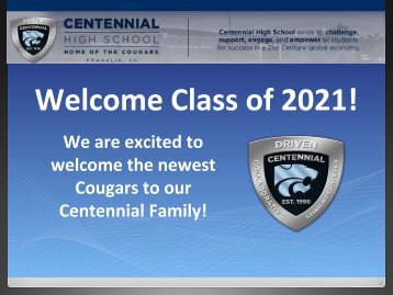 Welcome Class of 2021!