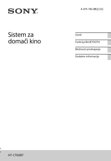 Sony HT-CT60BT - HT-CT60BT Istruzioni per l'uso Sloveno