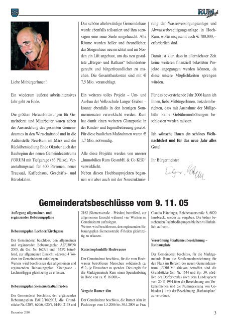Rum-Journal 2005/4 (4,7 MB) - Marktgemeinde Rum