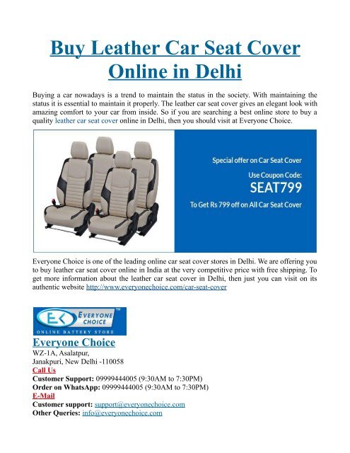 Buy Leather Car Seat Cover Online in Delhi