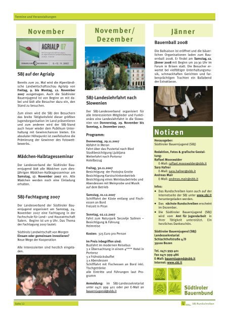 Rundschreiben 3/2007 - Südtiroler Bauernjugend