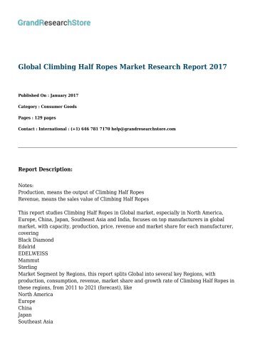 Global Climbing Half Ropes Market Research Report 2017