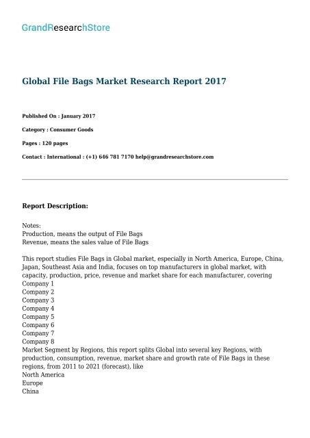 Global File Bags Market Research Report 2017