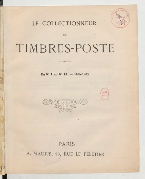 Le Collectionneur de timbres-poste - 15 septembre 1864 - Arthur Maury