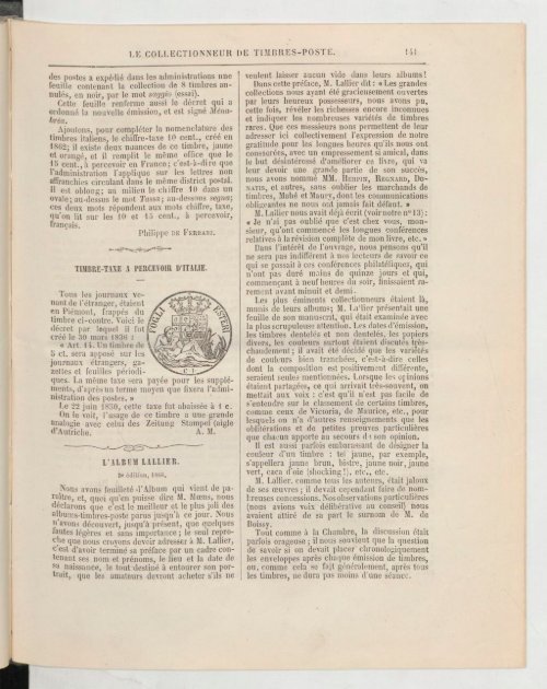 Le Collectionneur de timbres-poste - 15 septembre 1864 - Arthur Maury