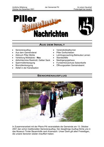 Piller Gemeindenachrichten November 2001 - Pill - Land Tirol