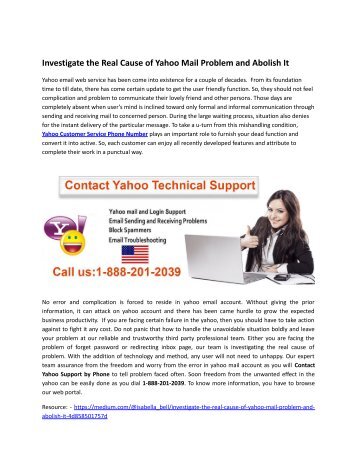 Yahoo Customer Service Phone Number | http://www.technicalsupport-number.com/yahoo-support.html