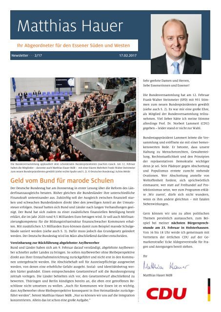 Newsletter Matthias Hauer MdB