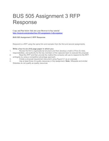BUS 505 Assignment 3 RFP Response