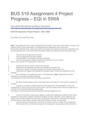 BUS 519 Assignment 4 Project Progress – EQI in SIWA