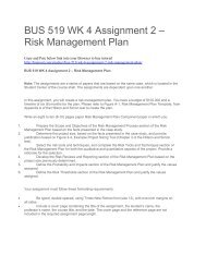 BUS 519 WK 4 Assignment 2 – Risk Management Plan