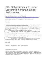 BUS 520 Assignment 3 Using Leadership to Improve Ethical Performance