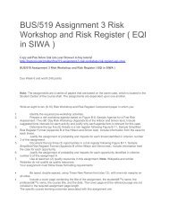 BUS519 Assignment 3 Risk Workshop and Risk Register ( EQI in SIWA )