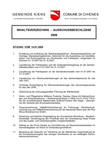 ausschussbeschlüsse 2008