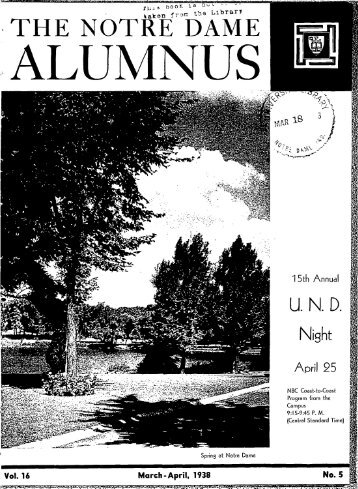 Notre Dame Alumnus, Vol. 16, No. 05 - Archives - University of Notre ...