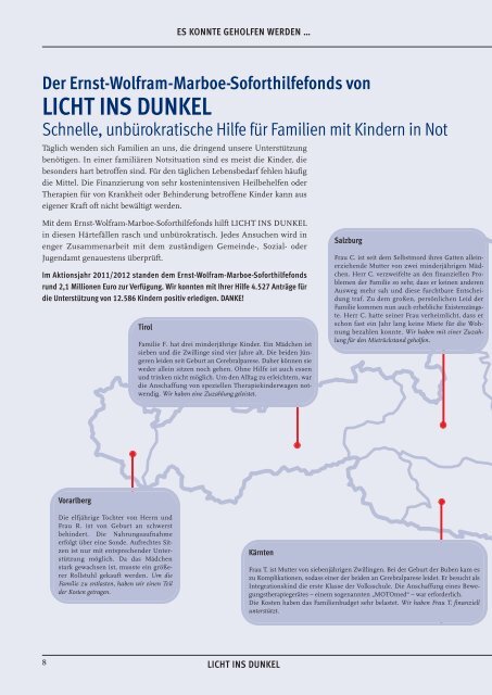 Rechenschaftsbericht 2011/2012 - Licht ins Dunkel - ORF