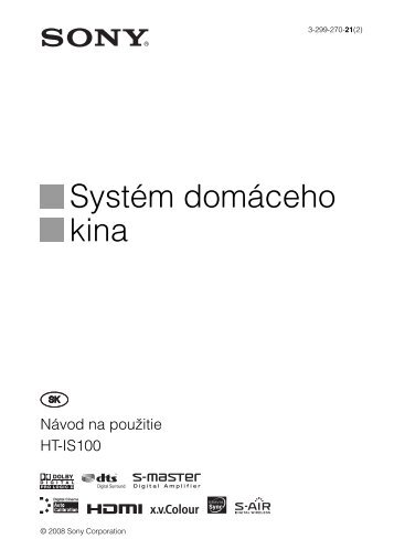 Sony HT-IS100 - HT-IS100 Istruzioni per l'uso Slovacco