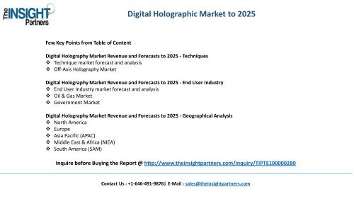 Digital Holographic Market Trends, Business Strategies and Opportunities 2025 |The Insight Partners