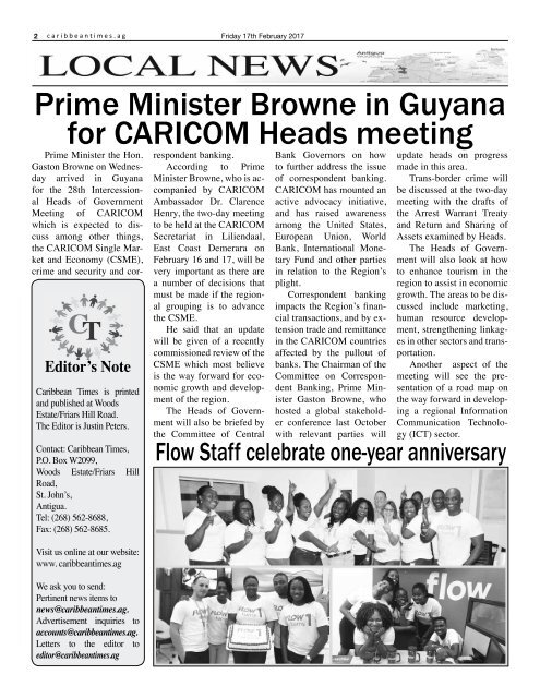 Caribbean Times 100th Issue - Friday 17th February 2017