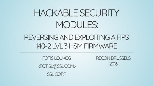 HACKABLE SECURITY MODULES