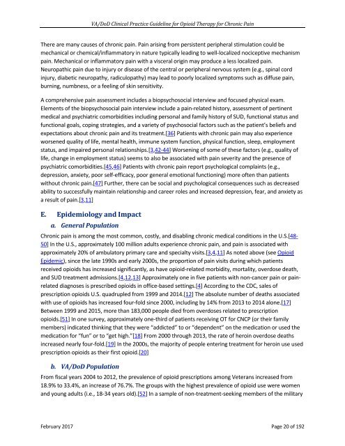 VA/DoD CLINICAL PRACTICE GUIDELINE FOR OPIOID THERAPY FOR CHRONIC PAIN