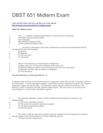 DBST 651 Midterm Exam