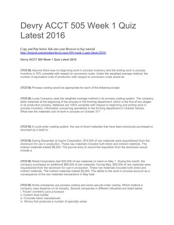 Devry ACCT 505 Week 1 Quiz Latest 2016