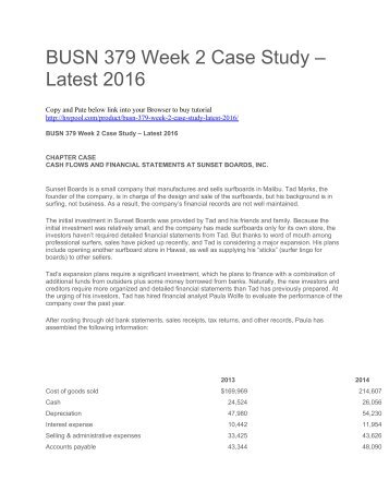 BUSN 379 Week 2 Case Study – Latest 2016