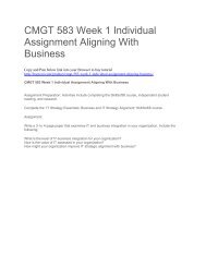 CMGT 583 Week 1 Individual Assignment Aligning With Business