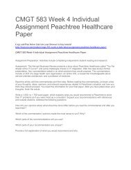CMGT 583 Week 4 Individual Assignment Peachtree Healthcare Paper