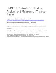 CMGT 583 Week 5 Individual Assignment Measuring IT Value Paper