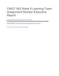 CMGT 583 Week 6 Learning Team Assignment Riordan Executive Report