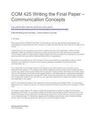 COM 425 Writing the Final Paper – Communication Concepts