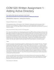 COM 520 Written Assignment 1 Adding Active Directory