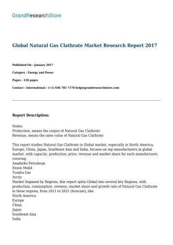 Global Natural Gas Clathrate Market Research Report 2017 