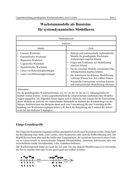 Wachstummodelle als Bausteine für systemdynamisches ... - acdca