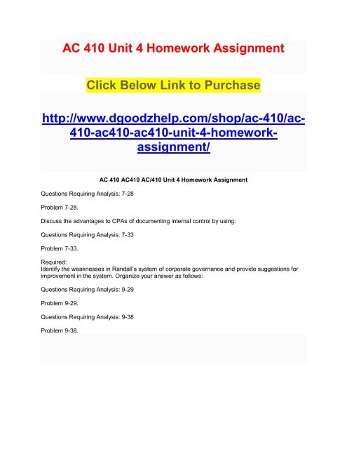 AC 410 Unit 4 Homework Assignment