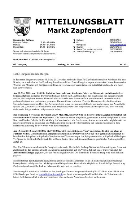 MITTEILUNGSBLATT Markt Zapfendorf