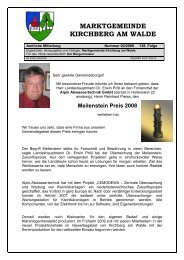 Meilenstein Preis 2008 - Kirchberg am Walde